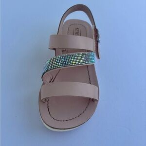 Steve Madden Cream and Silver Sandals with Rhinestone Embellishment